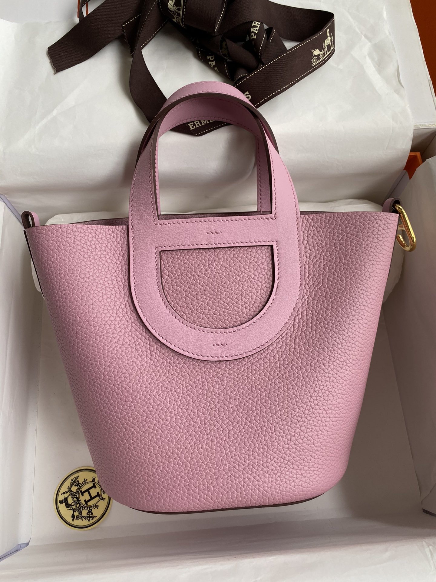 Hermes In The Loop 18 Bag In Mauve Sylvestr Clemence Leather